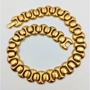 Vintage Monet Matte Brushed Gold Tone Statement Collar Necklace 17" Chic Couture